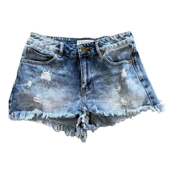 Bullhead High Rise Denim Shorts Size 7 Acid Wash - Picture 2 of 8